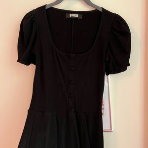 Reformation Black Ribbed Mini Dress